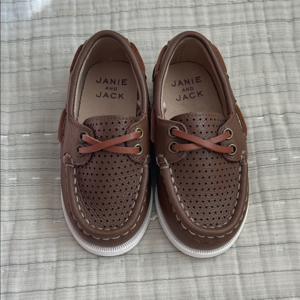 Janie and Jack Perforated Brown Kids Moccasins